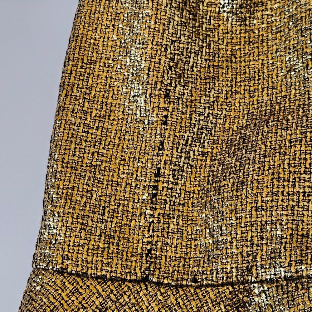 Mestiza New York Jody Metallic Gold Tweed Square Neck Flutter Hem Midi Dress 2‎ - Picture 11 of 16